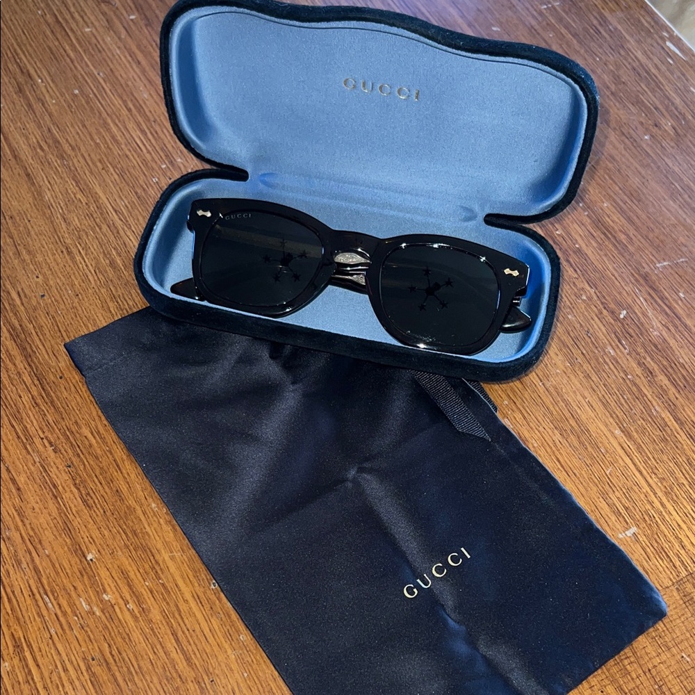 Gucci Black Sunglasses with Gold Accents